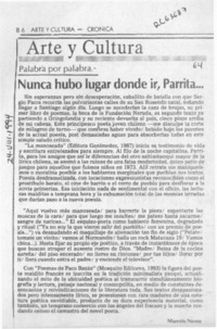 Nunca hubo lugar donde ir, Parrita --  [artículo] Marcelo Novoa.