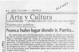 Nunca hubo lugar donde ir, Parrita --  [artículo] Marcelo Novoa.