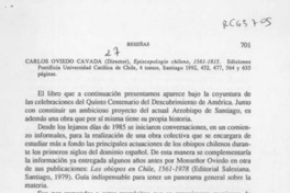 Episcopologio chileno, 1561-1815  [artículo] Marco Antonio León León.