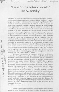 "La señorita sobreviviente" de A. Bresky  [artículo] Manuel Espinoza Orellana.