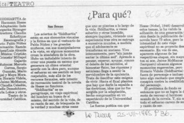 Para qué?  [artículo] Hans Ehrmann.