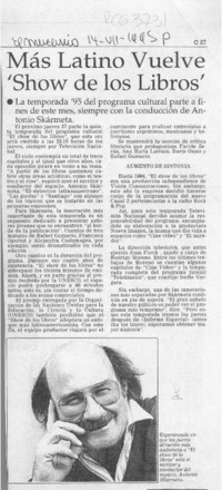 Más latino vuelve "Show de los libros"  [artículo].