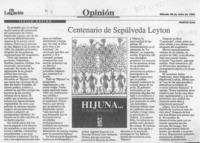 Centenario de Sepúlveda Leyton  [artículo] Martín Ruiz.