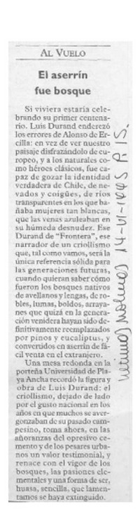 El Aserrín fue bosque  [artículo].