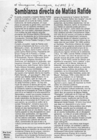 Semblanza directa de Matías Rafide  [artículo] Luis Merino Reyes.