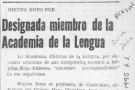 Designada miembro de la Academia de la Lengua  [artículo] O. P. R.