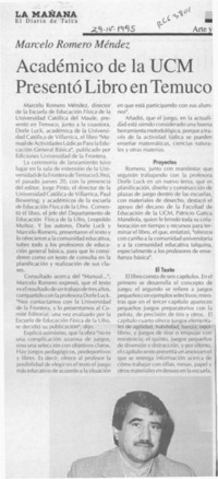 Académico de la UCM presentó libro en Temuco  [artículo].