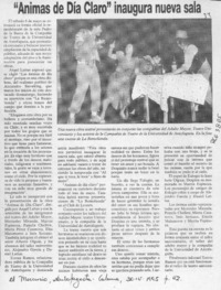 "Animas de día claro" inaugura nueva sala  [artículo].