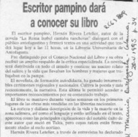 Escritor pampino dará a conocer su libro  [artículo].