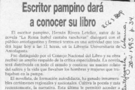 Escritor pampino dará a conocer su libro  [artículo].
