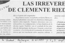 Las irreverencias de Clemente Riedeman  [artículo] José V. Mansilla Contreras.