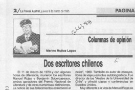 Dos escritores chilenos  [artículo] Marino Muñoz Lagos.
