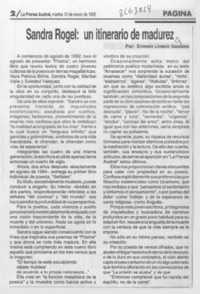 Sandra Rogel, un itinerario de madurez  [artículo] Ernesto Livacic Gazzano.