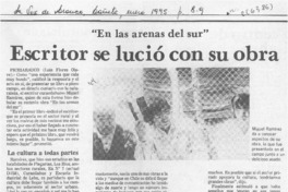 Escritor se lució con su obra  [artículo] Luis Flores Olave.