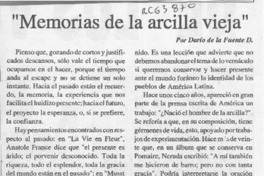 "Memorias de la arcilla vieja"  [artículo] Darío de la Fuente D.