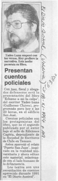 Presentan cuentos policiales  [artículo]