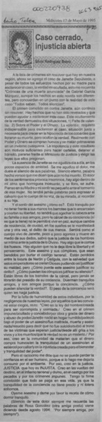 Caso cerrado, injusticia abierta