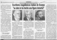 Escritores magallánicos hablan de Scarpa, "Su obra lo ha hecho una figura inmortal"  [artículo].