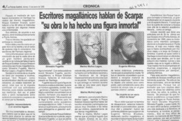 Escritores magallánicos hablan de Scarpa, "Su obra lo ha hecho una figura inmortal"  [artículo].