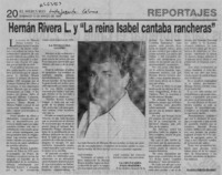 Hernán Rivera L. y "La Reina Isabel cantaba rancheras"  [artículo] Mario Cortés Flores.
