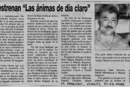 El 15 de abril estrenan "Las ánimas de Día claro"  [artículo].