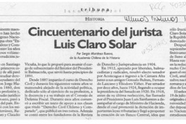 Cincuentenario del jurista Luis Claro Solar  [artículo] Sergio Martínez Baeza.