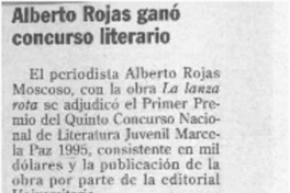 Alberto Rojas ganó concurso literario  [artículo].