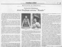 Ariel Dorfman estrena "Reader"  [artículo].