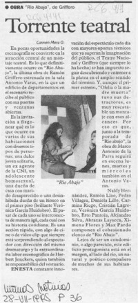 Torrente teatral  [artículo] Carmen Mera O.