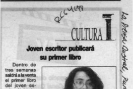 Joven escritor publicará su primer libro  [artículo].