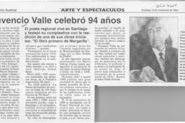 Juvencio Valle celebró 94 años  [artículo].