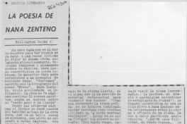 La poesía de Nana Zenteno  [artículo] Wellington Rojas Valdebenito.