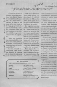 Filosofando creativamente  [artículo] Abelardo Troy.