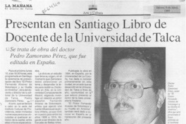 Presentan en Santiago libro de docente de la Universidad de Talca  [artículo].
