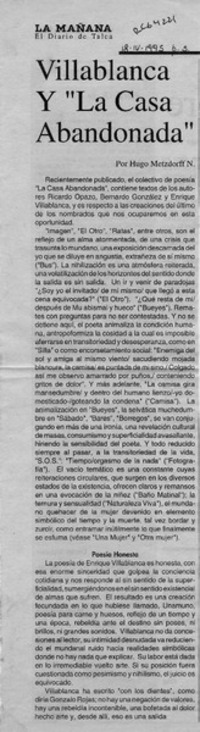Villablanca y "La casa abandonada"  [artículo] Hugo Metzdorff N.