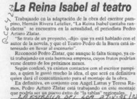 La Reina Isabel al teatro  [artículo].