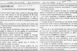 La Gravedad del escritor José Donoso  [artículo].