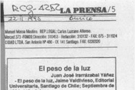 El peso de la luz  [artículo] Juan José Irarrázabal Yáñez.