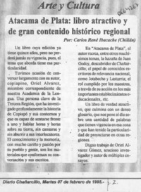 Atacama de plata, libro atractivo y de gran contenido histórico regional  [artículo] Carlos René Ibacache.