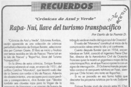 Rapa-Nui, llave del turismo transpacífico  [artículo] Darío de la Fuente D.