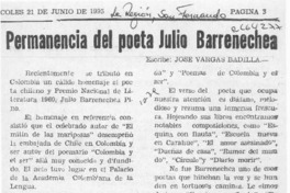 Permanencia del poeta Julio Barrenechea  [artículo] José Vargas Badilla.