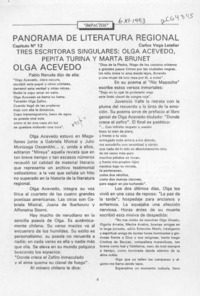 Tres escritoras singulares, Olga Acevedo, Pepita Turina y Marta Brunet  [artículo] Carlos Vega Letelier.