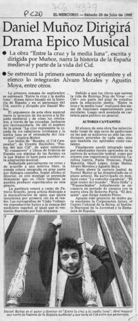 Daniel Muñoz dirigirá drama épico musical  [artículo].