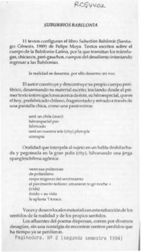 Suburbios babilonia  [artículo] Carmen Berenguer.