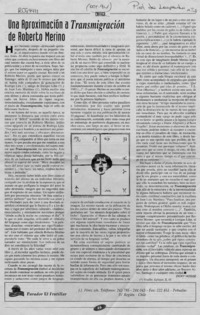 Una aproximación a "Transmigración", de Roberto Merino  [artículo] Dicky Hogge.