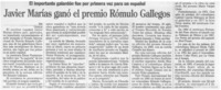 Javier Marías ganó el premio Rómulo Gallegos