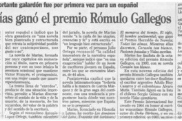 Javier Marías ganó el premio Rómulo Gallegos