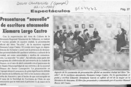 Presentaron "nouvelle" de escritora Xiomara Largo Castro  [artículo].