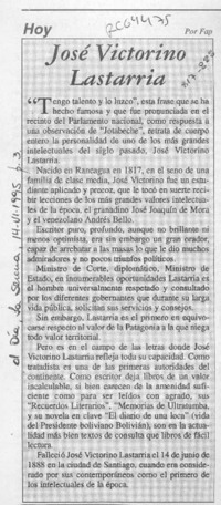José Victorino Lastarria  [artículo] Fap.