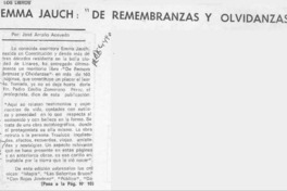 Emma Jauch, "De remembranzas y olvidanzas"  [artículo] José Arraño Acevedo.